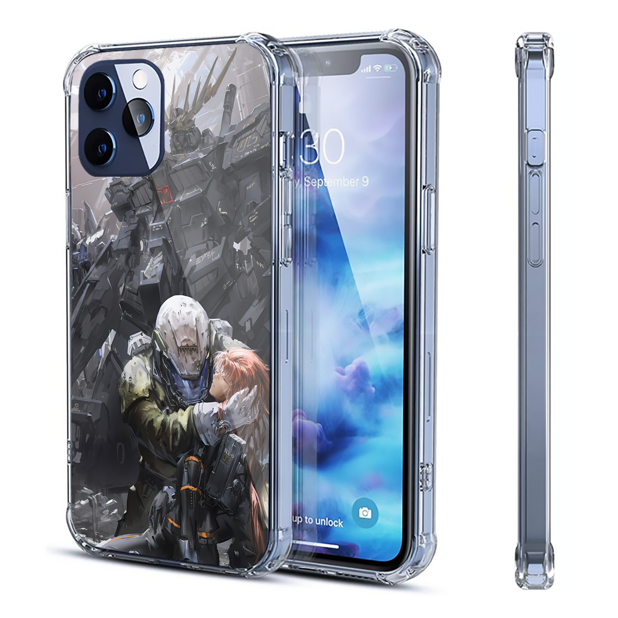 （画像用） 機動戦士ガンダム Mobile Suit Gundam 【iPhone 12シリーズ対応】透明スマホケース（クリアソフトケース）